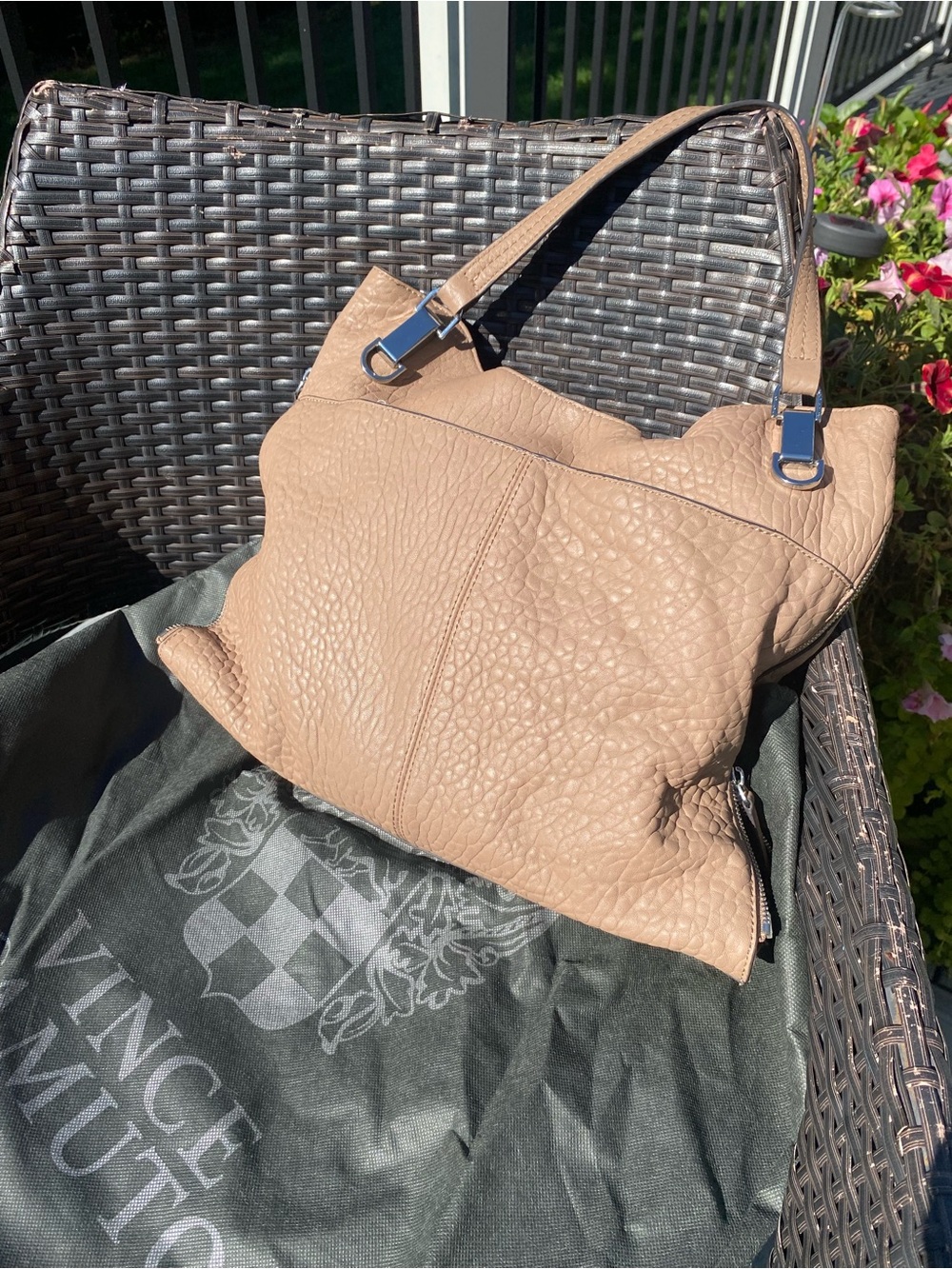 Taupe Vince Camuto Leather Shoulder Bag